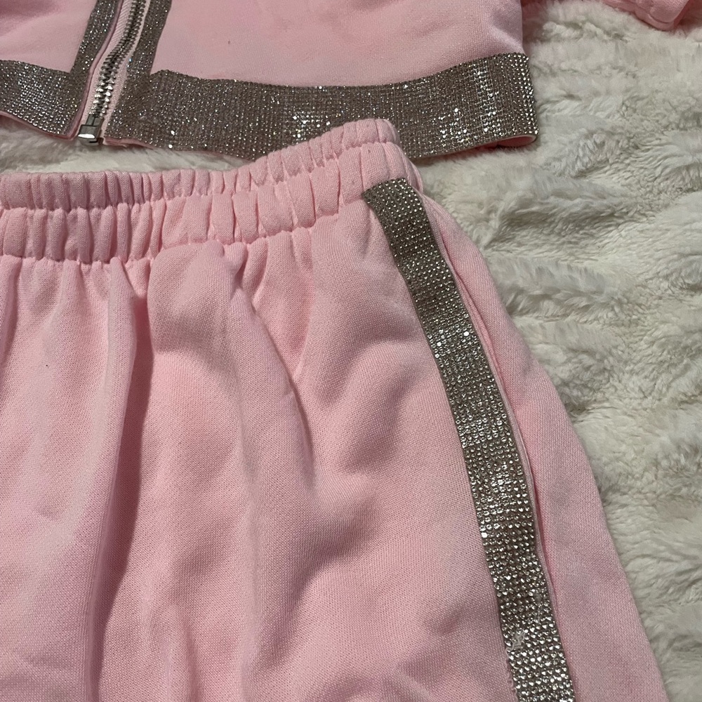 Summer Haus Cropped Rhinestone Short Set - Picture 4 of 7